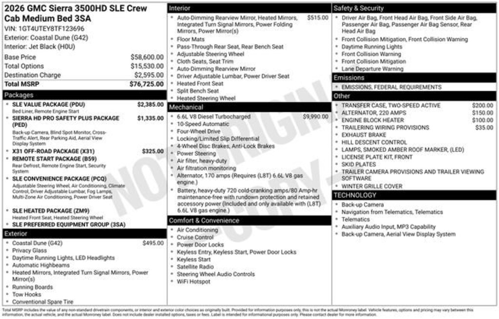 New 2026 GMC Sierra 3500 HD SLE Truck