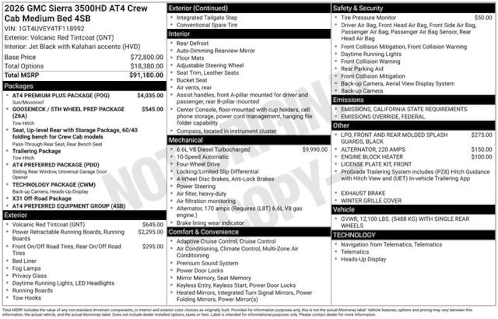 New 2026 GMC Sierra 3500 HD AT4 Truck