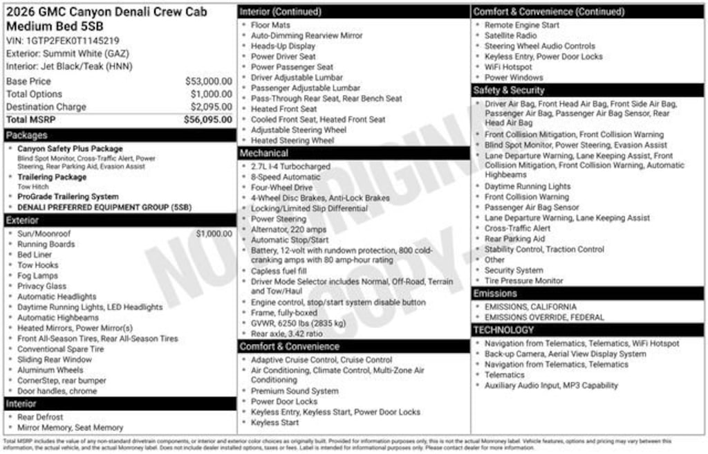 New 2026 GMC Canyon Denali Truck