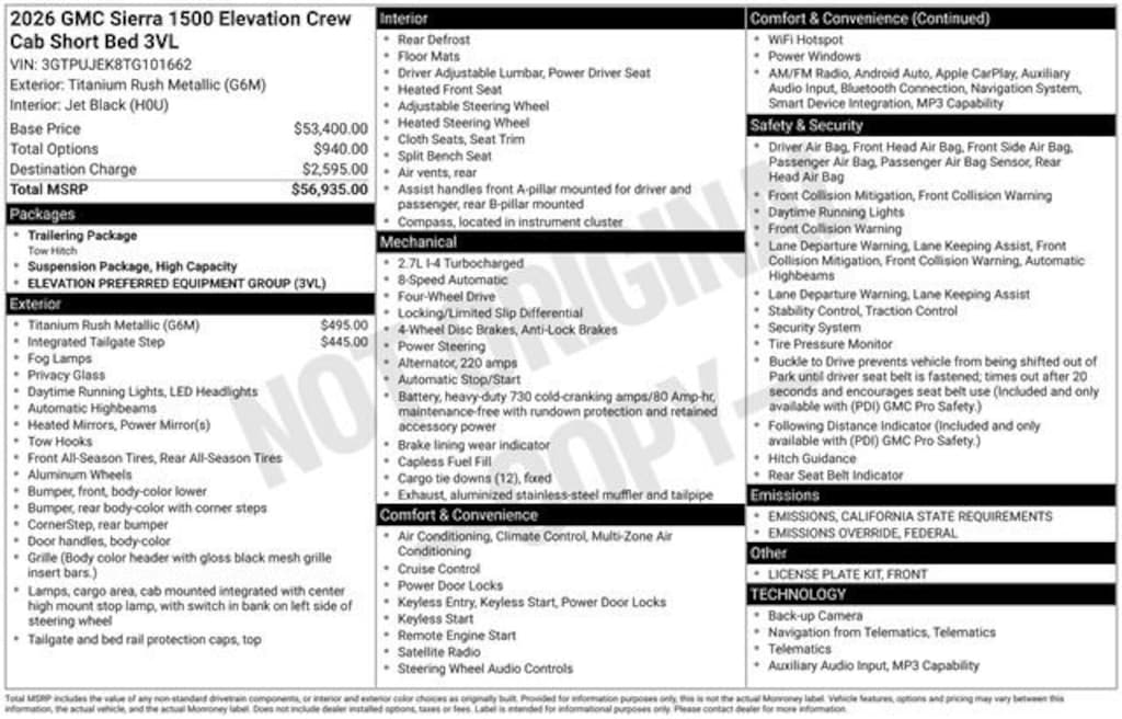 New 2026 GMC Sierra 1500 Elevation Truck