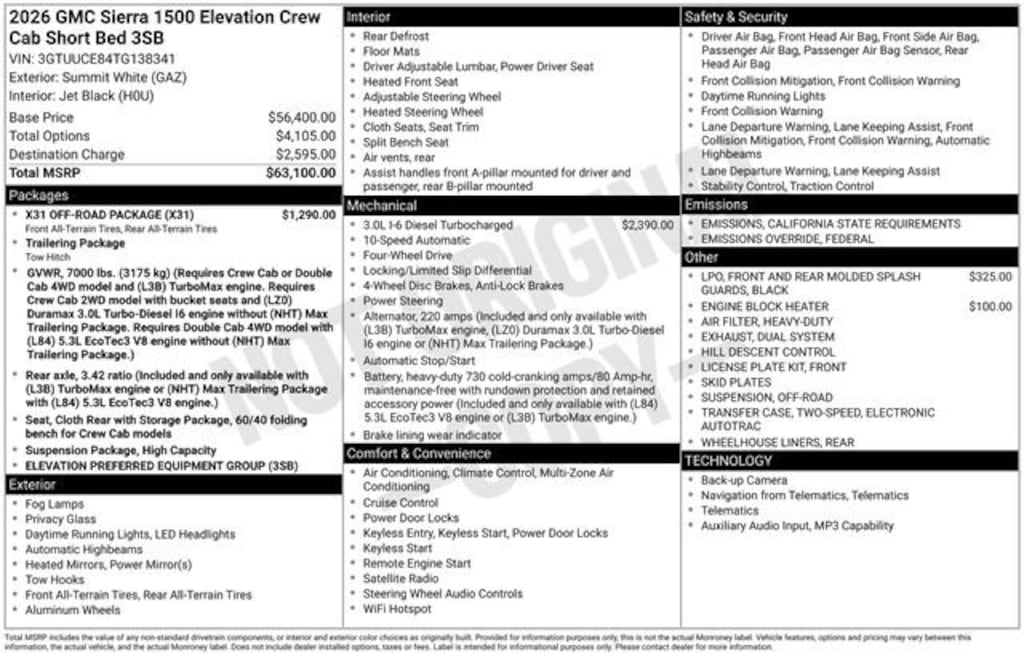 New 2026 GMC Sierra 1500 Elevation Truck