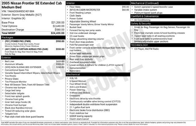2005 Nissan Frontier 4WD