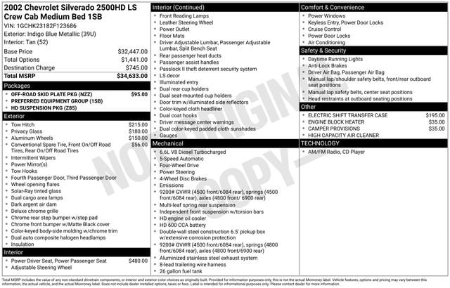 2002 Chevrolet Silverado HD 4WD Crew Cab SWB LS's photo