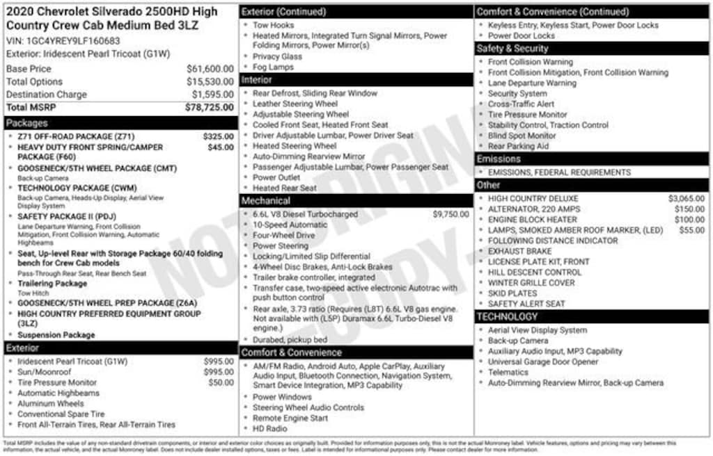 Used 2020 Chevrolet Silverado 2500 HD High Country Truck