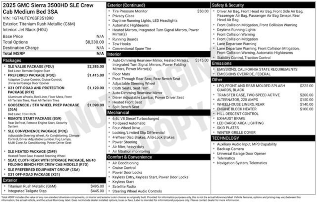 New 2025 GMC Sierra 3500 HD SLE Truck