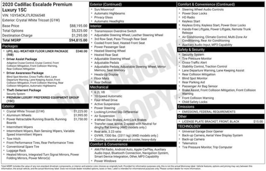 Used 2020 CADILLAC Escalade Premium Luxury SUV