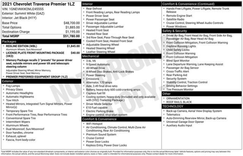 Used 2021 Chevrolet Traverse Premier SUV