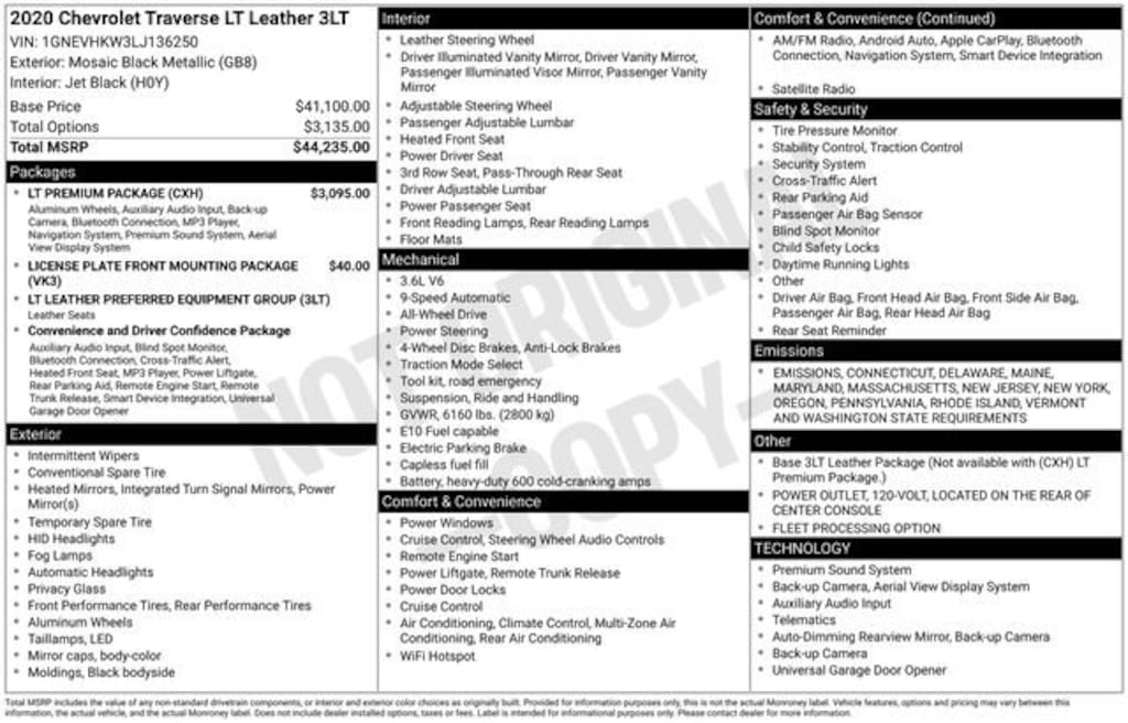 Used 2020 Chevrolet Traverse LT Leather SUV