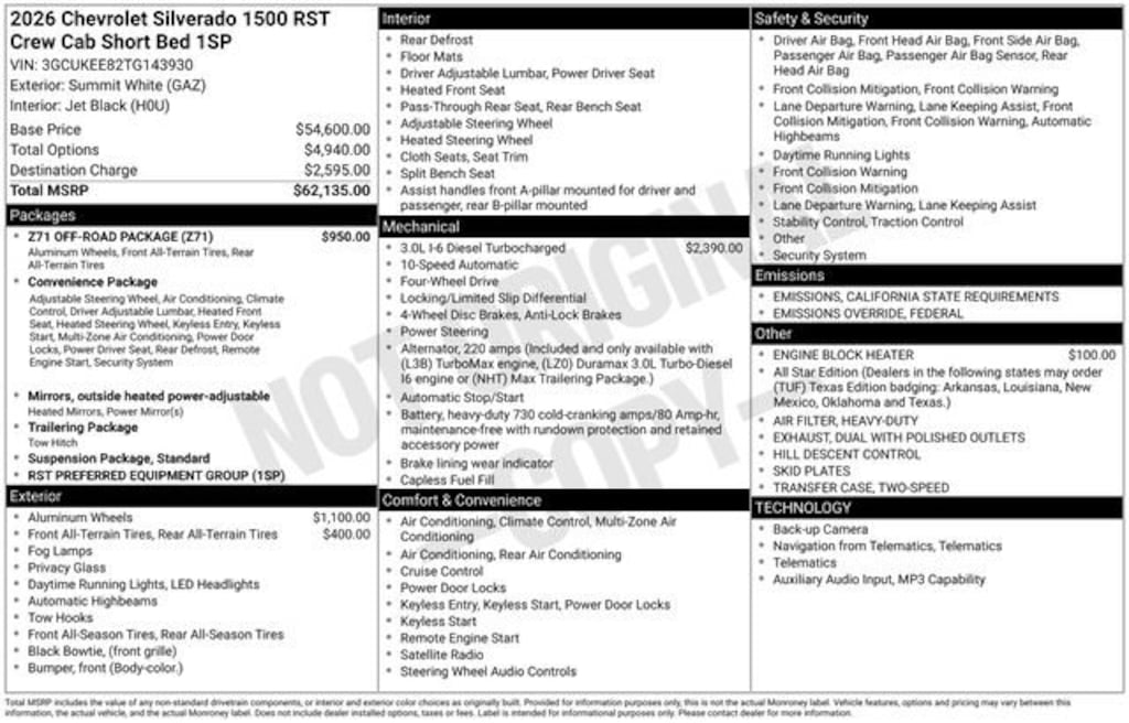 New 2026 Chevrolet Silverado 1500 RST Truck