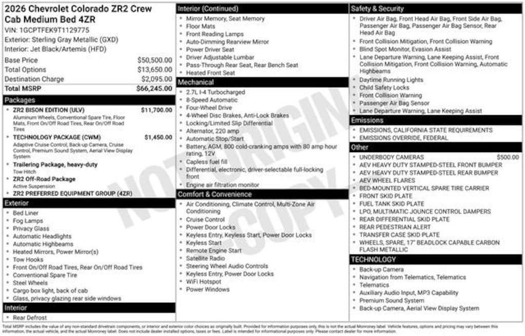 New 2026 Chevrolet Colorado ZR2 Truck