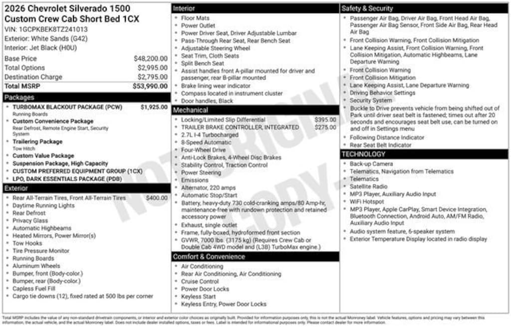 Used 2026 Chevrolet Silverado 1500 Custom Truck