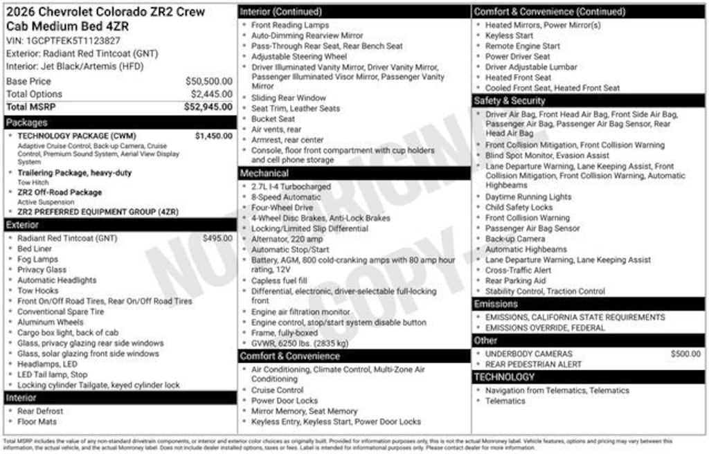New 2026 Chevrolet Colorado ZR2 Truck