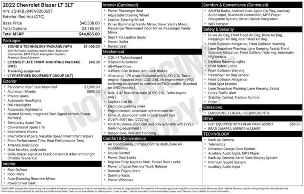 Used 2022 Chevrolet Blazer 3LT SUV