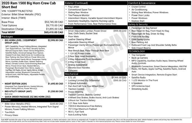 2020 RAM 1500