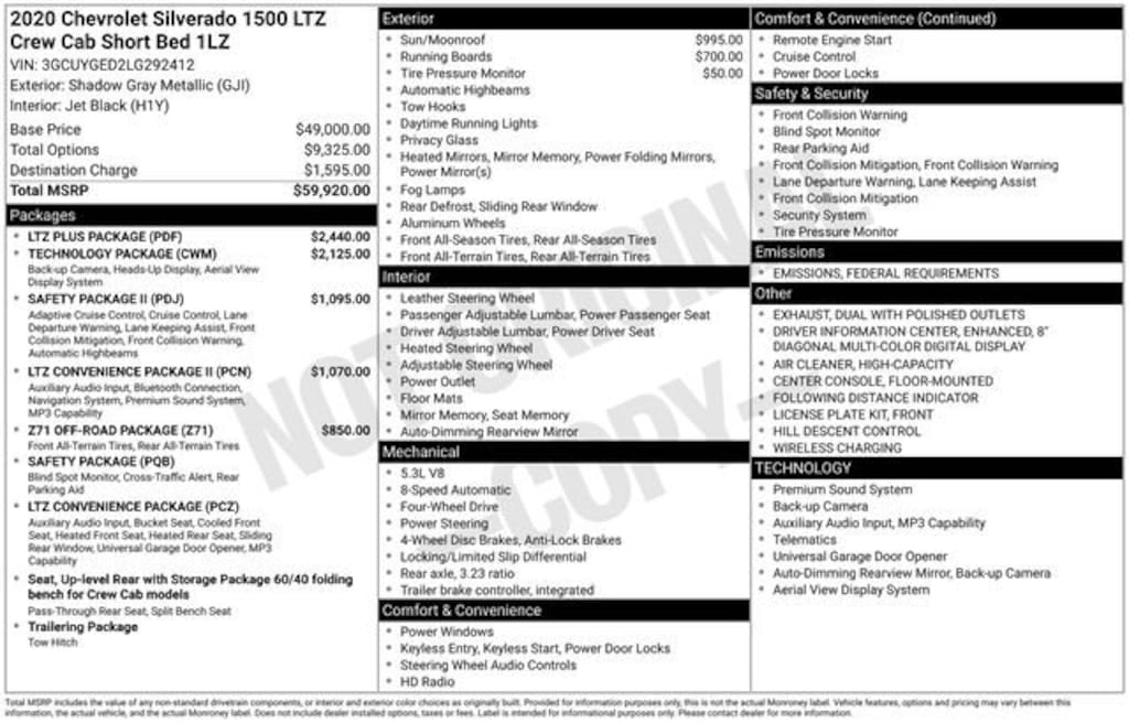 Used 2020 Chevrolet Silverado 1500 LTZ Truck