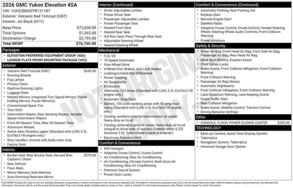 Used 2026 GMC Yukon Elevation SUV