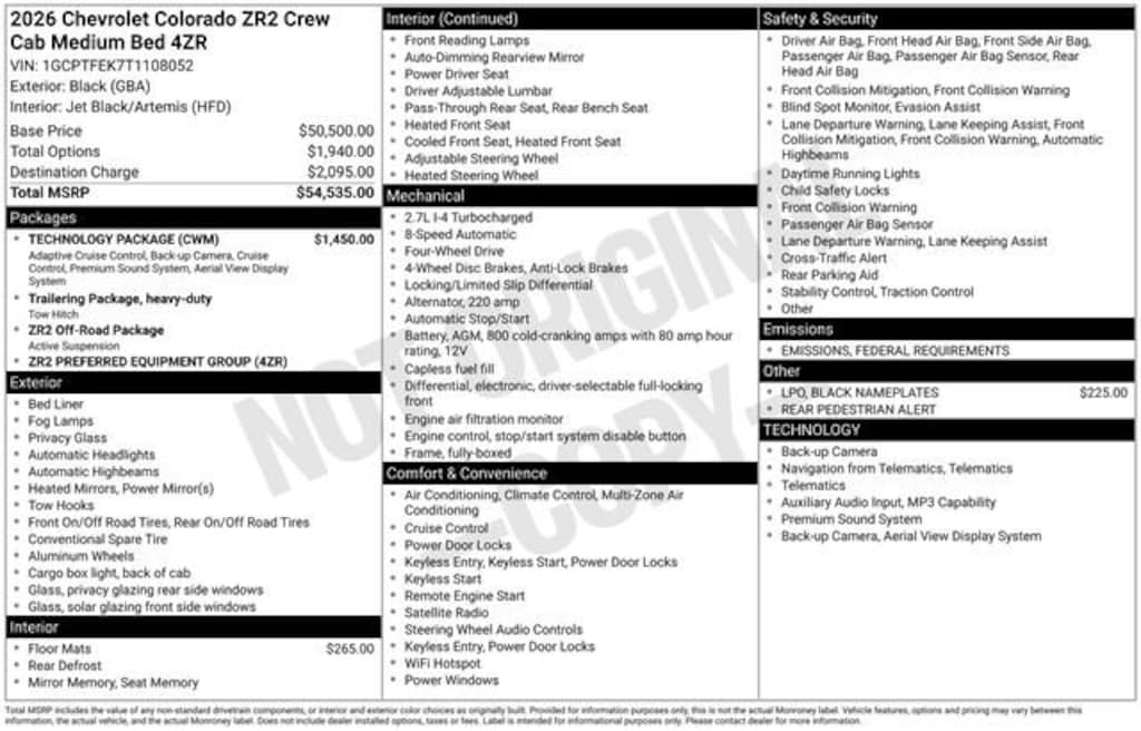 New 2026 Chevrolet Colorado ZR2 Truck