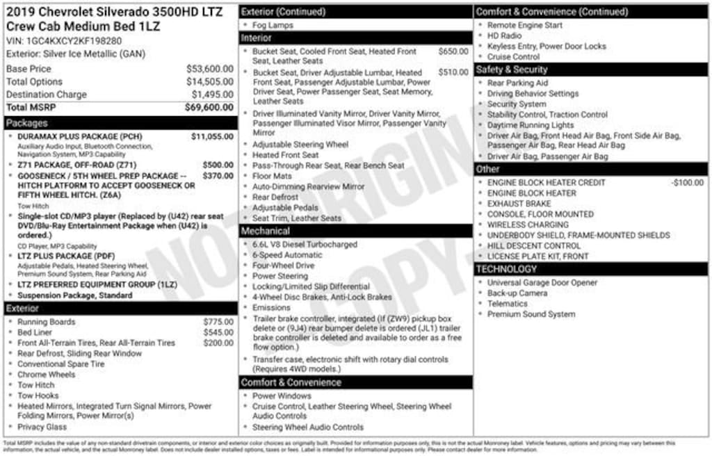 Used 2019 Chevrolet Silverado 3500 HD LTZ Truck