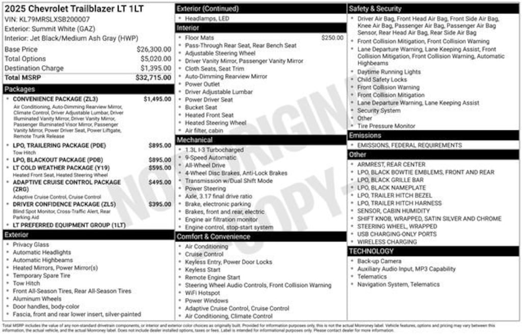 New 2025 Chevrolet Trailblazer LT SUV