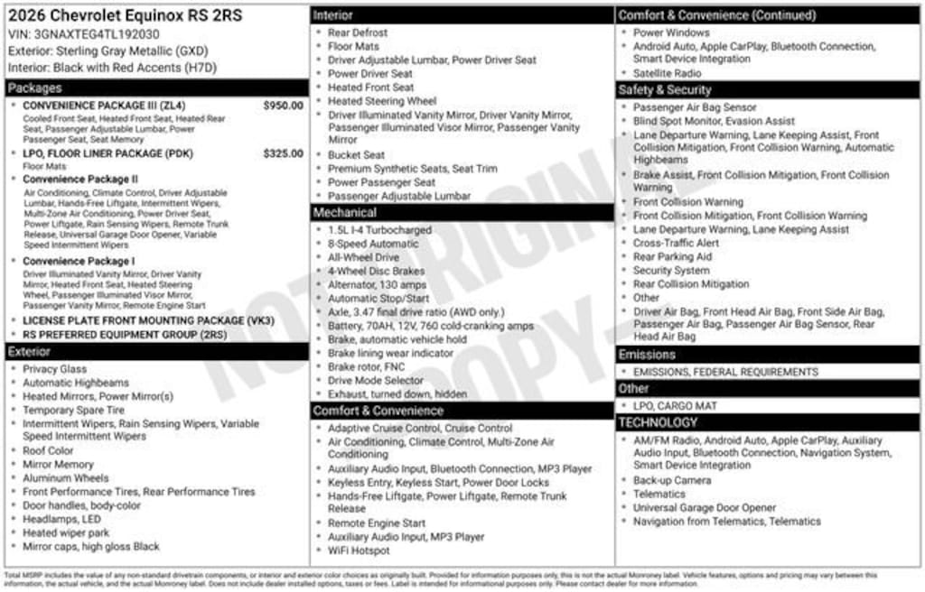 New 2026 Chevrolet Equinox RS SUV