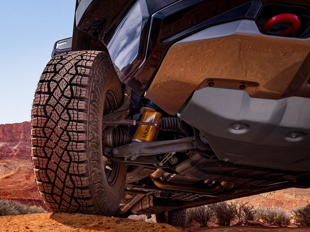 2027 Chevrolet Silverado ZR2 off-road suspension and skid plate