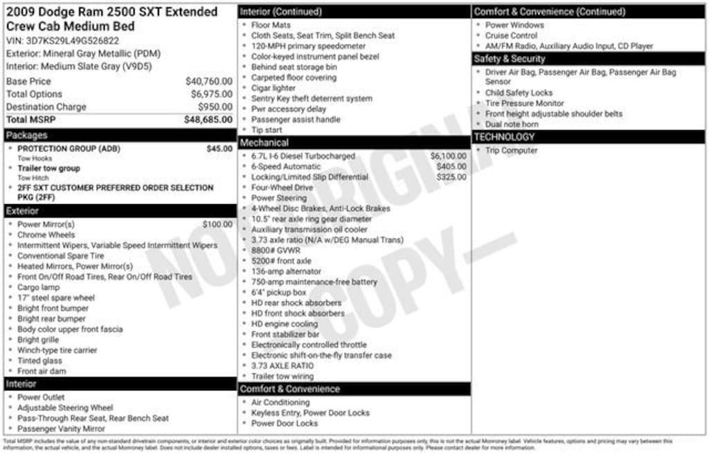 Used 2009 Dodge Ram 2500 SXT