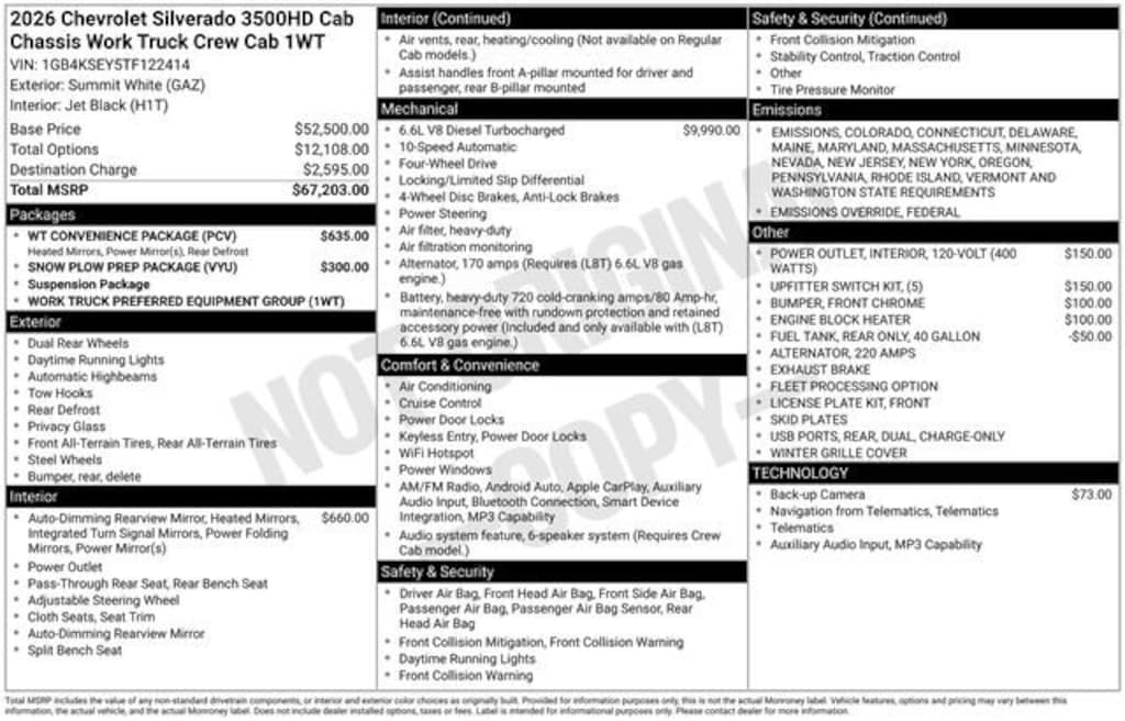 New 2026 Chevrolet Silverado 3500 HD Chassis Cab Work Truck Truck