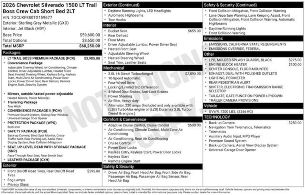 New 2026 Chevrolet Silverado 1500 LT Trail Boss Truck