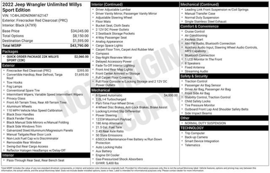 Used 2022 Jeep Wrangler Unlimited Willys Sport