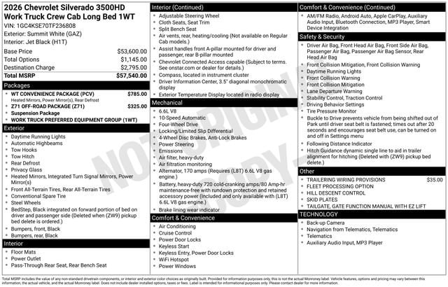 2026 Chevrolet Silverado 3500 HD Work Truck - Photo 3