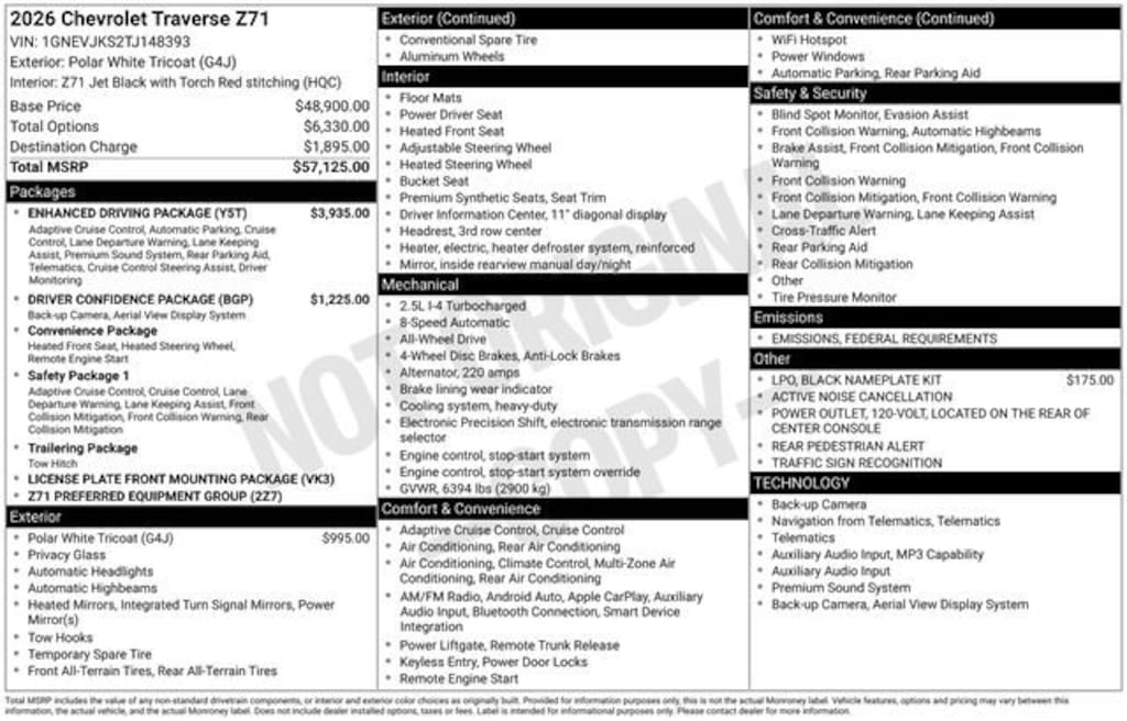 New 2026 Chevrolet Traverse Z71 SUV