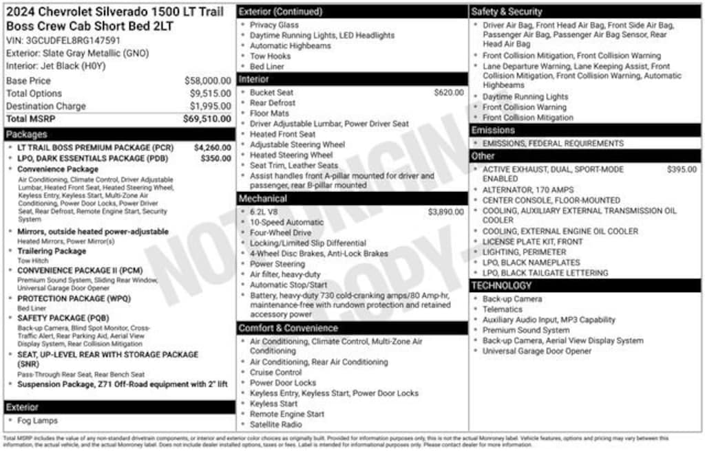 Used 2024 Chevrolet Silverado 1500 LT Trail Boss Truck