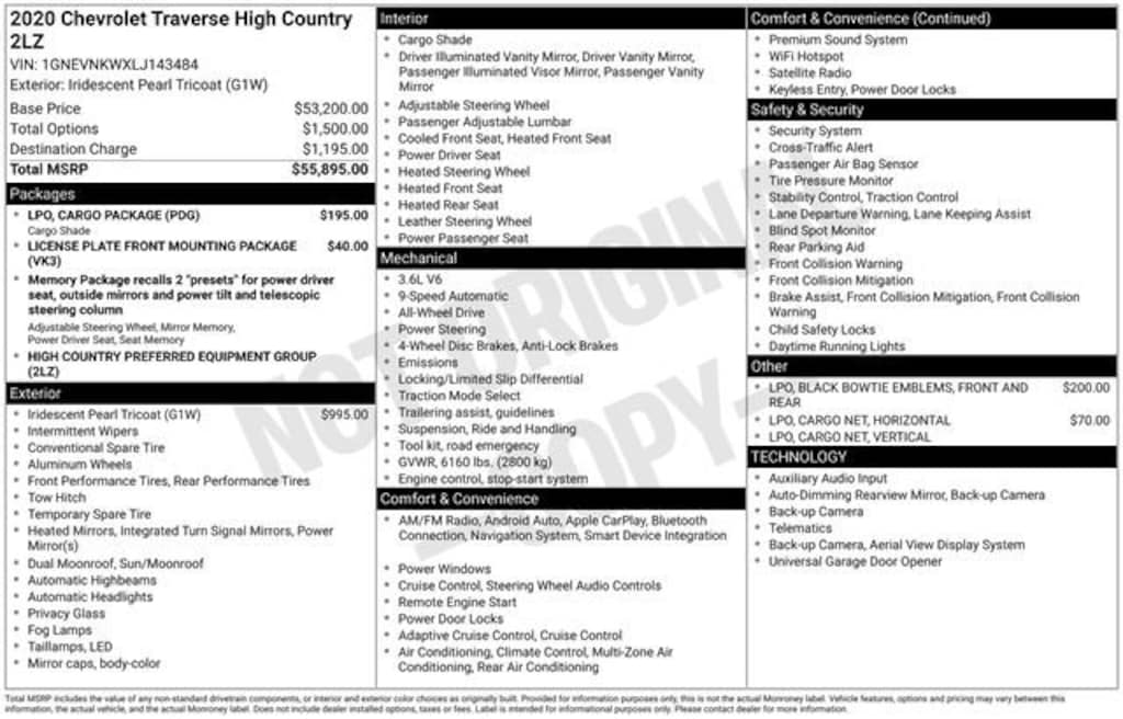 Used 2020 Chevrolet Traverse High Country SUV