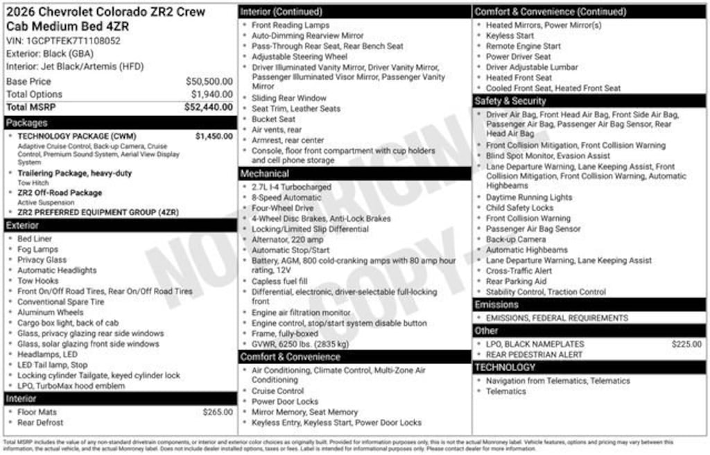 New 2026 Chevrolet Colorado ZR2 Truck