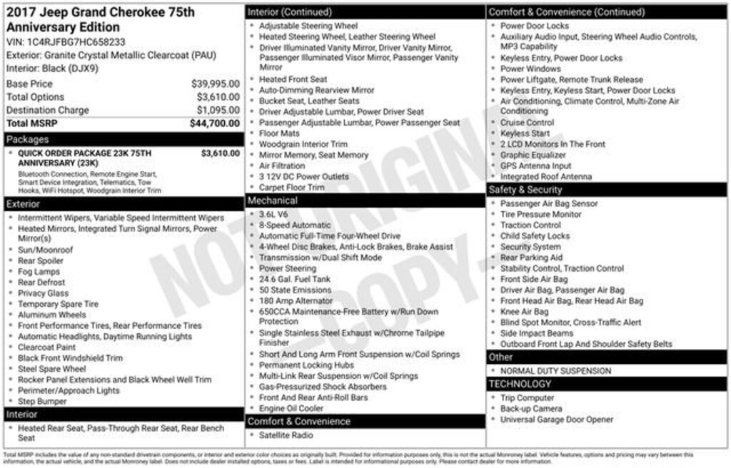 Used 2017 Jeep Grand Cherokee Limited 75th Anniversary Edition