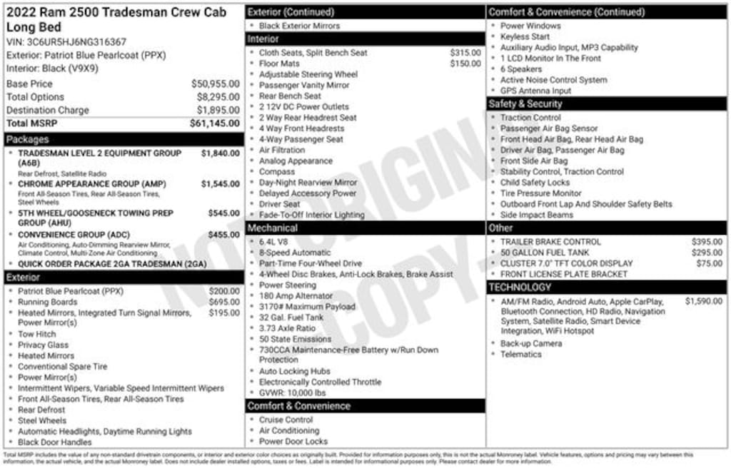 Used 2022 Ram 2500 Tradesman Truck Crew Cab