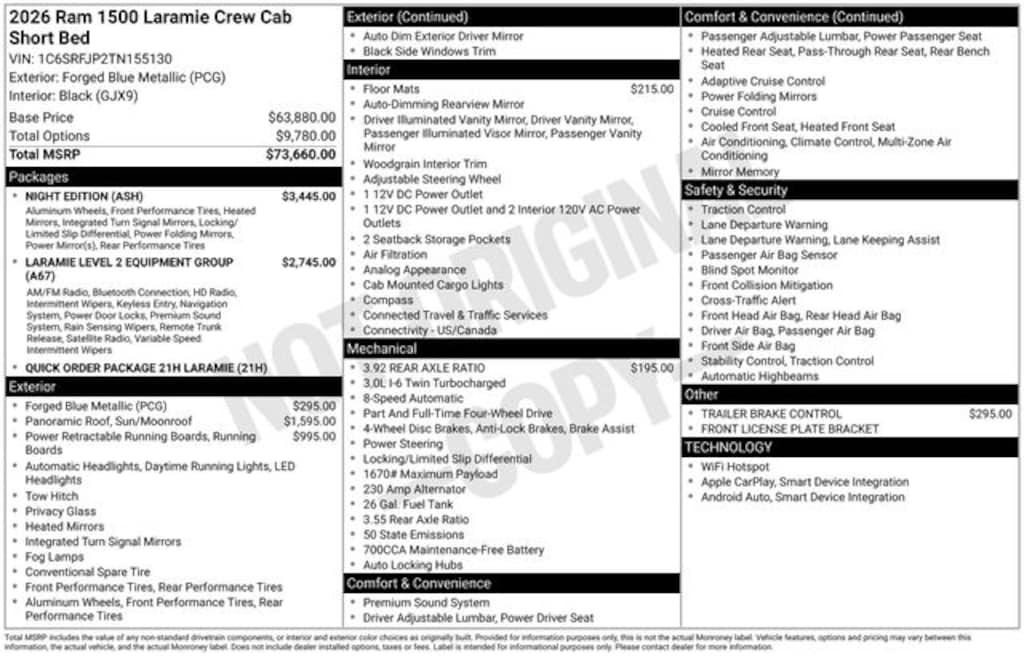 New 2026 Ram 1500 LARAMIE CREW CAB 4X4 5'7 BOX Pickup