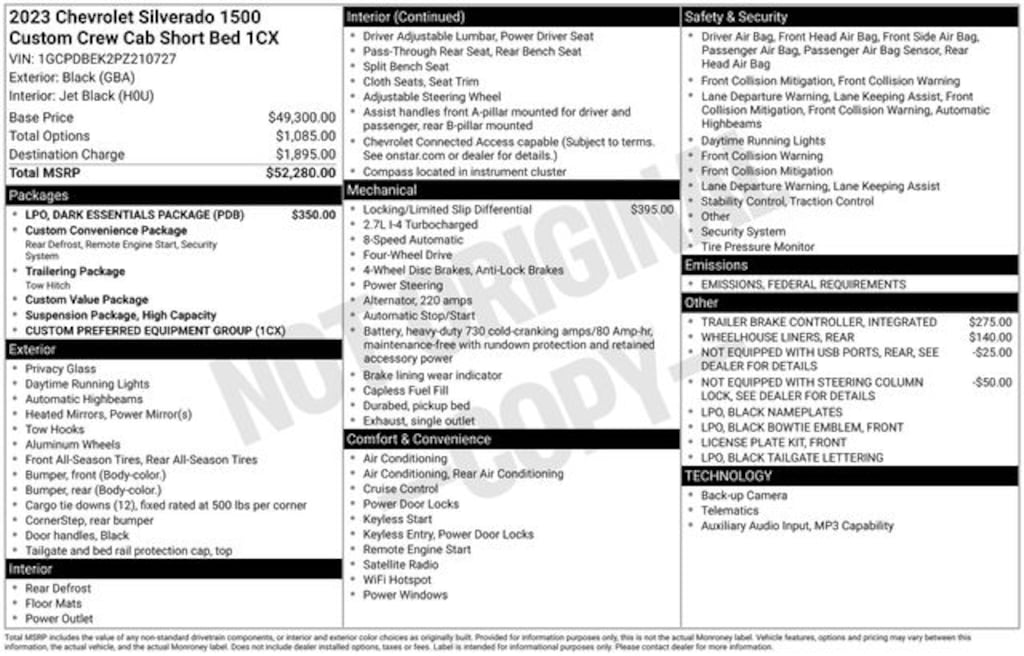 Used 2023 Chevrolet Silverado 1500 Custom Truck Crew Cab