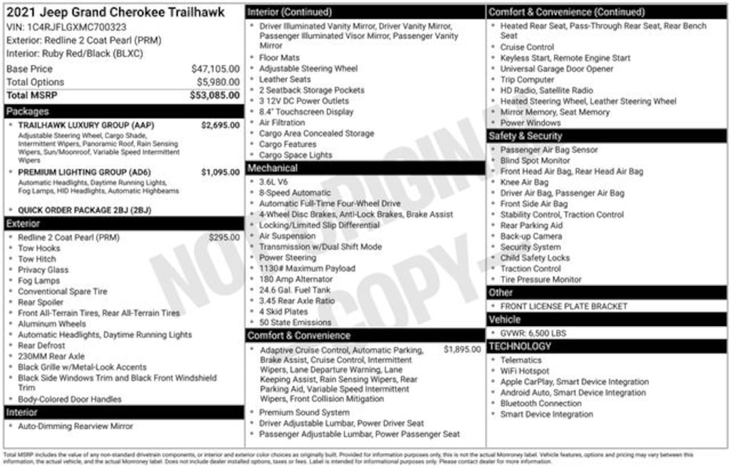 Certified 2021 Jeep Grand Cherokee Trailhawk SUV