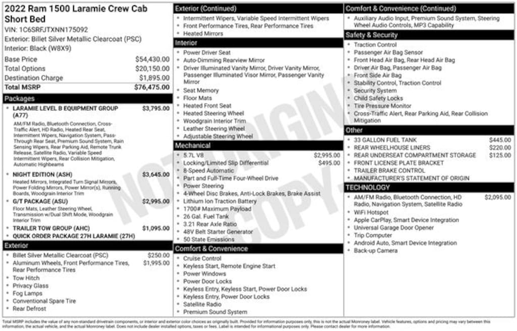 Certified 2022 Ram 1500 Laramie Truck Crew Cab