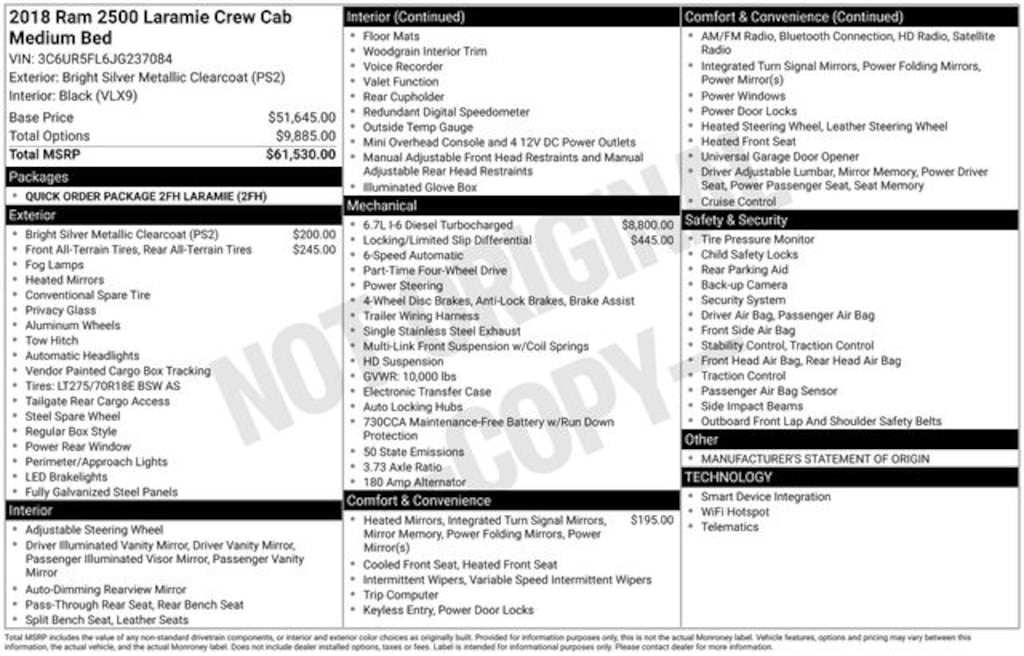 Used 2018 Ram 2500 Laramie Truck Crew Cab
