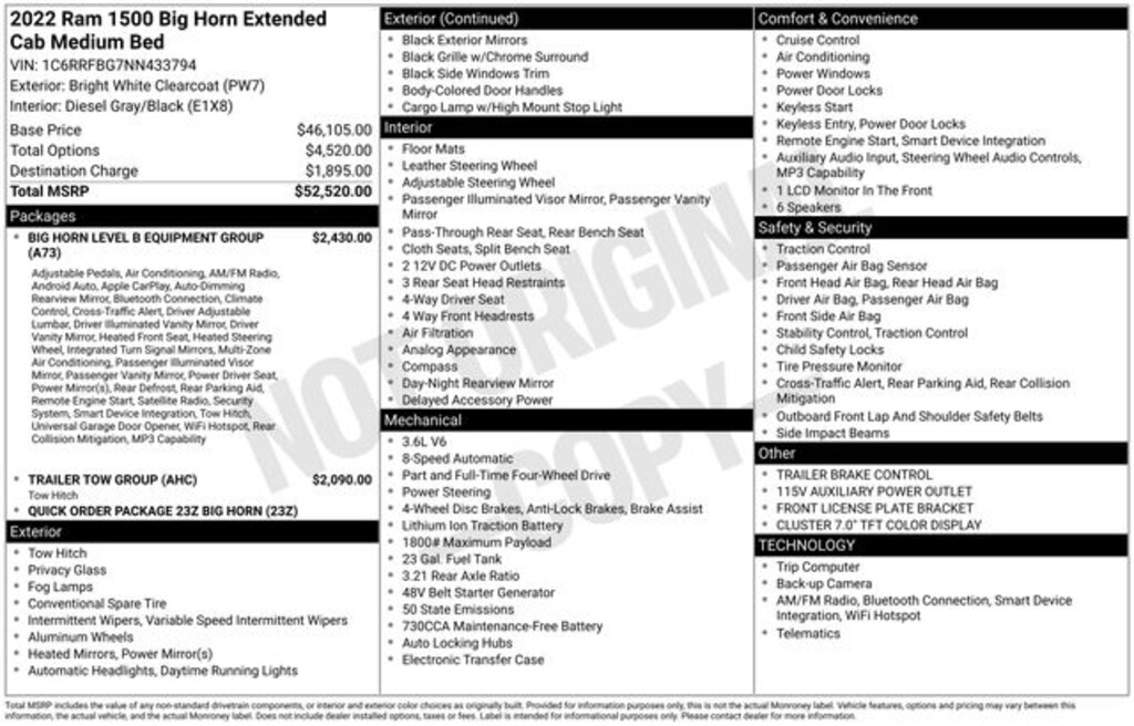 Certified 2022 Ram 1500 Big Horn/Lone Star Truck Quad Cab