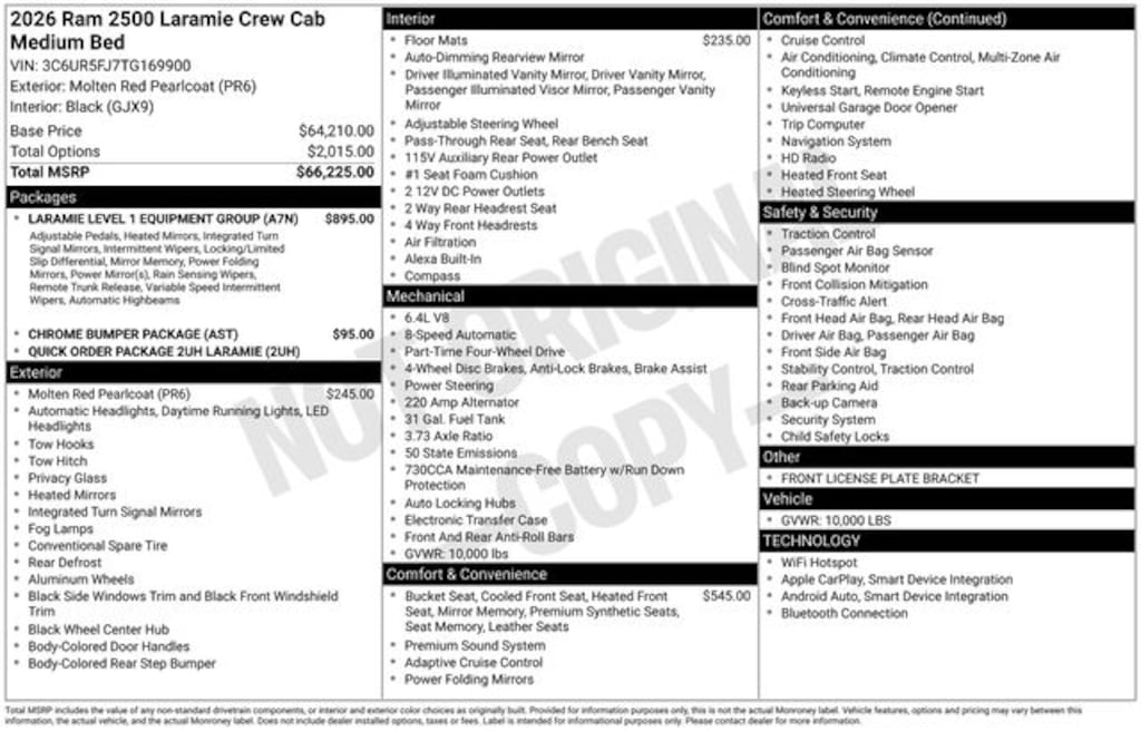 New 2026 Ram 2500 LARAMIE CREW CAB 4X4 6'4 BOX Pickup