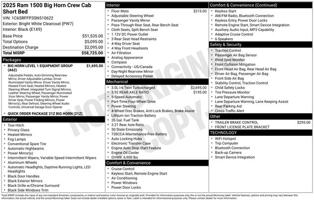 2025 RAM 1500 Big Horn/Lone Star 4x4 Crew Cab 5'7's photo