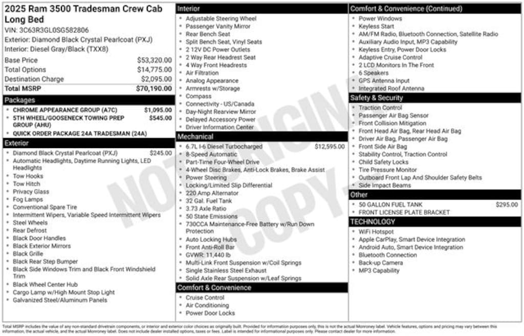 New 2025 Ram 3500 TRADESMAN CREW CAB 4X4 8' BOX Pickup
