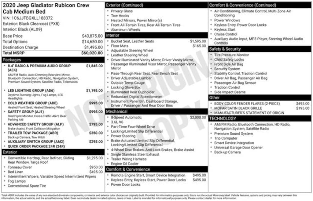 Used 2020 Jeep Gladiator Rubicon Truck Crew Cab