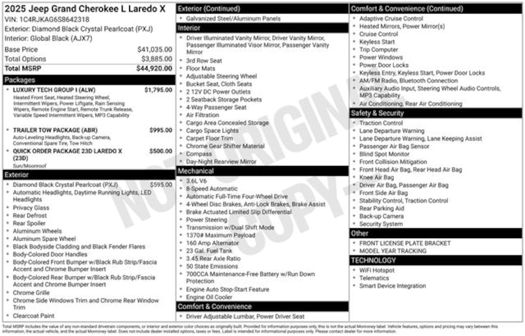 New 2025 Jeep Grand Cherokee L LAREDO X 4X4 Sport Utility