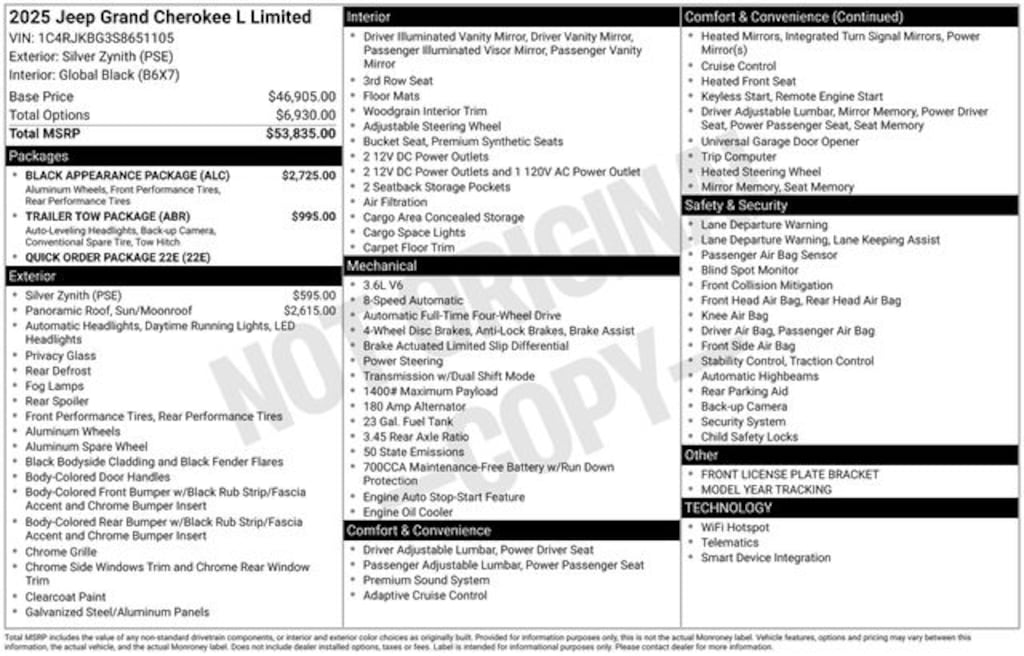 New 2025 Jeep Grand Cherokee L LIMITED 4X4 Sport Utility