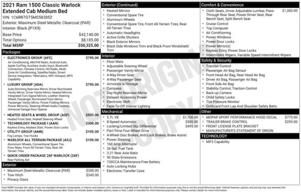 Certified 2021 Ram 1500 Classic SLT Truck Quad Cab