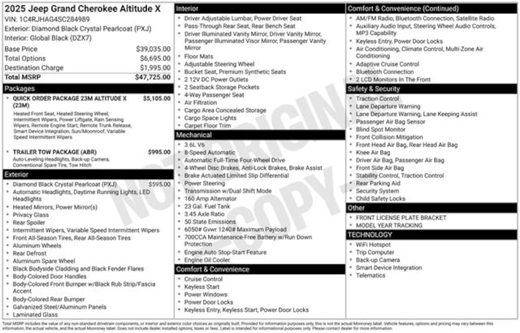 New 2025 Jeep Grand Cherokee ALTITUDE X 4X4 Sport Utility